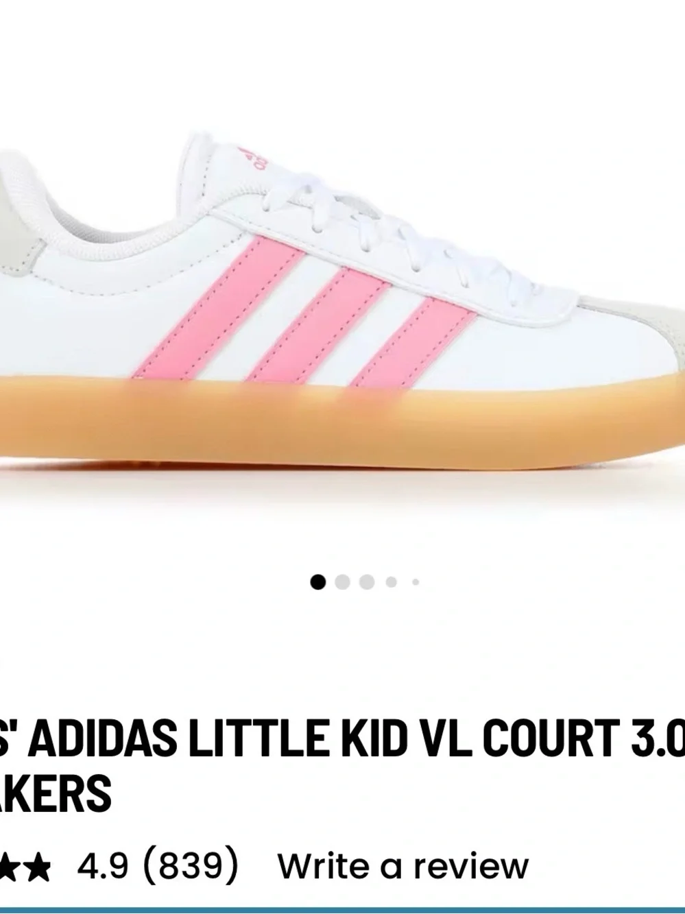 adidas White and Pink Low-Top Sneakers with Gum Sole
